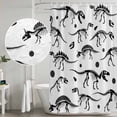 thumbnail image 4 of Dinosaur Fossils Shower Curtain Set - Extra Long 72" x 96" Washable Bathtub Curtain with 12 Hooks, White Black Ancient Animals Waterproof Fabric Stall Shower Curtains for Bathroom/Bathtub Décor, 4 of 6