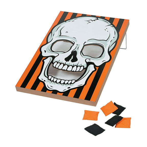 OTC Large Halloween Skull Bean Bag Toss Game Set, Wood Orange/Black, 7 Pieces
