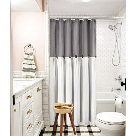 Shtuuyinggreisen Linen Farmhouse Shower, White Linen Farmhouse Shower Curtain