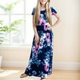 thumbnail image 2 of WEAIXIMIUNG Robes pour Filles 4T à 5T Robe Longue Maxi Décontractée Ample à Manches Courtes à Imprimé Floral avec Poches pour Fille 3-4 Ans, 2 of 4
