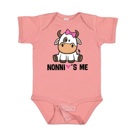 

Inktastic Nonni Loves Me Baby Cow Gift Baby Girl Bodysuit