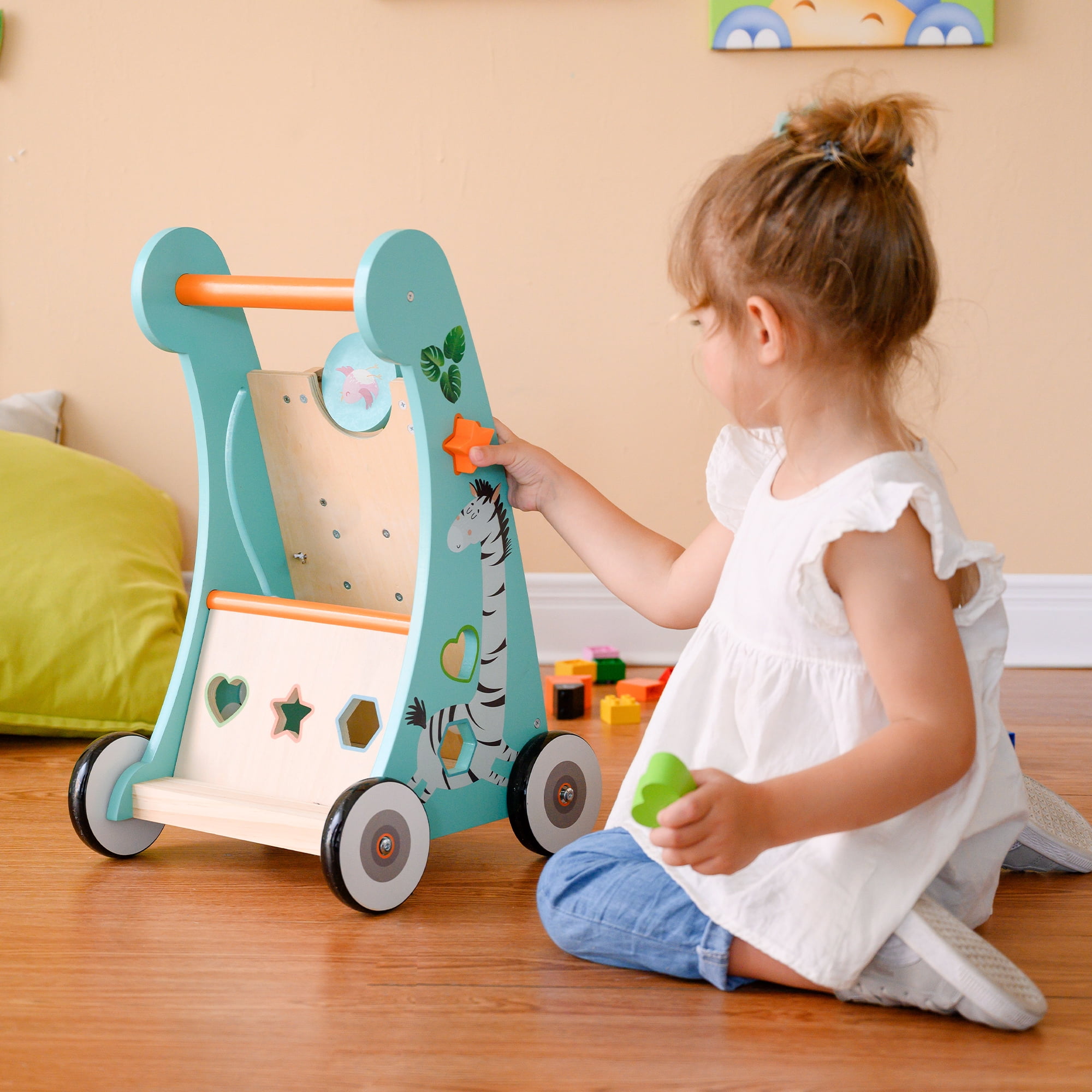 Teamson Kids Preschool Play Lab Safari Animal Toddler Walker & Activity Station