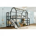 thumbnail image 6 of Twin House Loft Bed with Slide & Stairs - Metal Playhouse Bed, Storage Shelves, House-shaped Roof & Noise-free,Black, 6 of 18