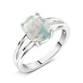 thumbnail image 2 of Gem Stone King 1.00 Ct Oval Cabochon White Simulated Opal 925 Sterling Silver Solitaire Engagement Ring, 2 of 4