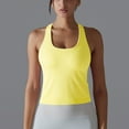 thumbnail image 2 of Tunic Tank Tops for Women - Ribbed Workout Tank Tops for Women Built in Bra Tight Racerback Round Neck Athletic Yoga Tank Tee Ladies Summer Tank Tops Style-27 Yellow M, 2 of 8
