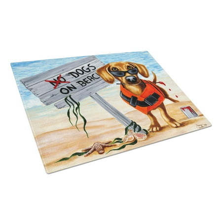 

Carolines Treasures AMB1341LCB The Dog Beach Dachshund Glass Cutting Board Large 12H x 16W multicolor