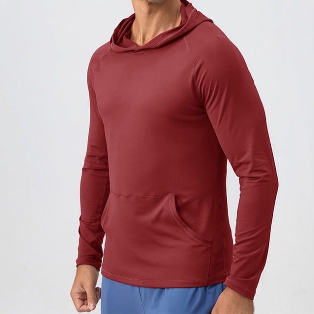 pstuiky Camisas casuales de manga larga para hombre, Sudadera deportiva de manga larga con capucha y secado rápido para hombre top de hombre m