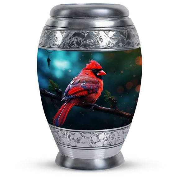 Red Cardinal Bird Urn For Ashes For Women, Cremation Urn Human Ashes, Urns For Human Ashes Adult, Burial Urns For Adult Human Ashes, Large Urns For Human Ashes Adult Male, Metal Urn 10 Inch