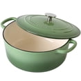 thumbnail image 4 of Olla holandesa de hierro fundido esmaltado con tapa, 5.5 cuartos, para hornear pan y cocinar, color verde pistacho, 4 of 5