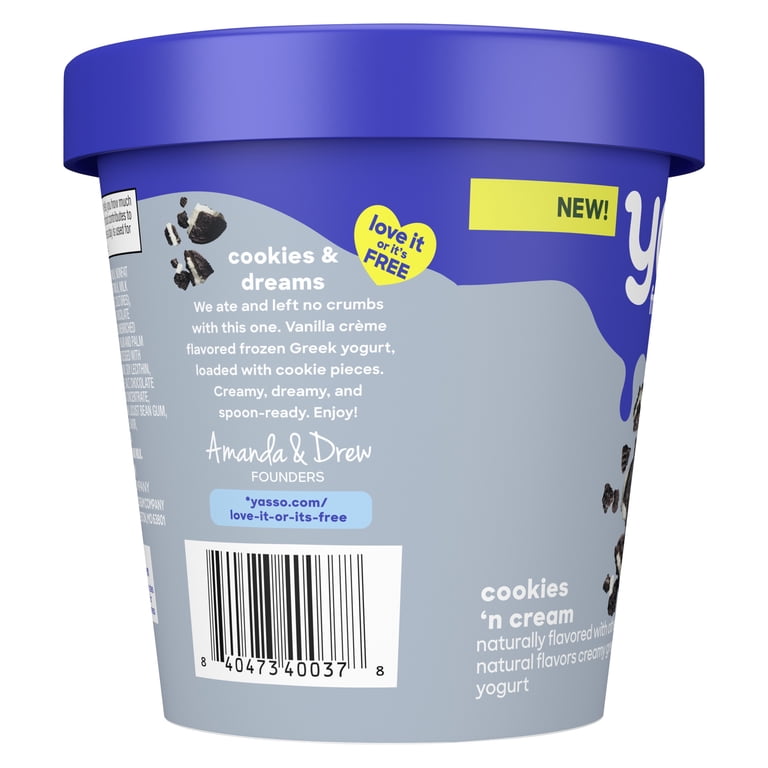 Yasso Cookies and Cream Frozen Greek Yogurt, 14 fl oz - Walmart.com