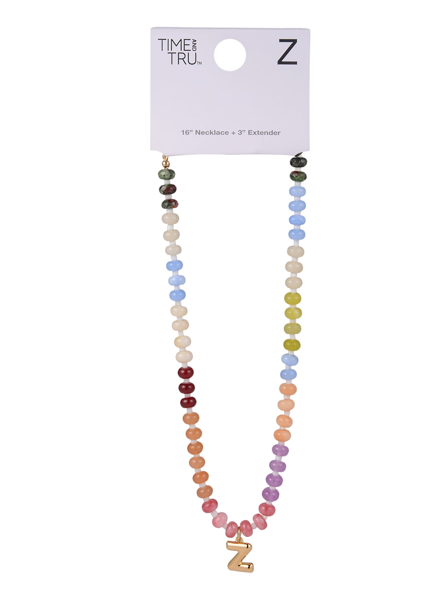 Time and Tru Goldtone Multicolored Bead Initial "Z" Necklace