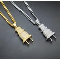 thumbnail image 2 of 24"men's stainless steel electric thickened plug pendant necklace chain New, 2 of 2