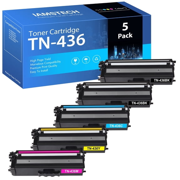 TN436 Toner Cartridge Compatible for Brother TN-436 TN433 TN431 TN-436BK TN-436C TN-436Y TN-431M MFC-L8900CDW L9570CDW HL-L8360CDW L8360CDWT L9310CDW Printer Ink (Black Cyan Magenta Yellow, 4-Pack)
