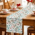 thumbnail image 3 of Blue Red Floral Table Runner, Watercolor Abstract Paisley Bohemia Texture Cotton Linen Kitchen Table Decoration Washable Dining Tabletop Runners for Home Party Decor 13x72 Inches, 3 of 9