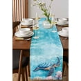 thumbnail image 4 of Ocean Turtle Table Runner Cotton Linen 36 Inch Holiday Dresser Scarves, Underwater Animals Coral Starfish Colorful Tablerunner for Kitchen Coffee Dining Bedroom Dinner Scarf Décor 13''x36'', 4 of 9