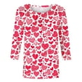 thumbnail image 4 of Penkiiy Chemises de la Saint-Valentin pour Femmes Manches 3/4 Col Rond Blouses Décontractées Imprimé Mignon Tuniques Tops 2025 3TG Multicolore, 4 of 5