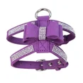 thumbnail image 7 of New Pink Cute Pet Chest Harness Rhinestone Bow Small Dog Traction Rope Walking Cat Chest Harness Cat Accessories Dog Collar (deep purple S), 7 of 7