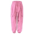 thumbnail image 3 of Yanarno Kids Girls Boys Shiny Metallic Jazz Hip Hop Dance Trousers Cargo Pants Jogger Sweatpants Streetwear Pink 16, 3 of 5
