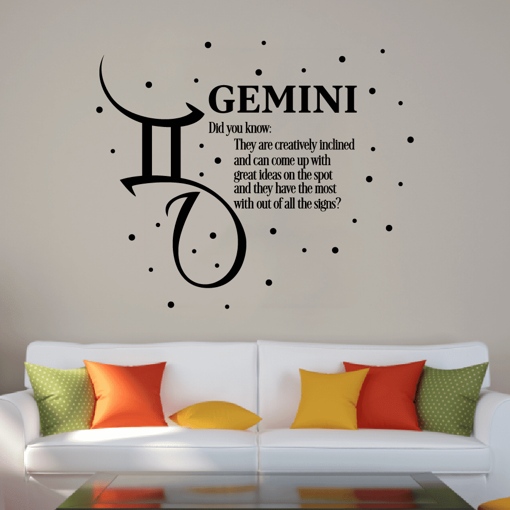 Gemini Zodiac Sign Gemini Horoscope Can Come Up With Great Ideas On The Spot Gemini Air Sign Vinyl Bedroom Wall Decal Sticker Kids Adults Girls Boys Room Bedroom Decoration Size (18x20 inch)