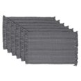 thumbnail image 2 of Contemporary Home Living Set of 6 Gray Striped Fringe Border Indoor Place-Mat 19" x 13", 2 of 6