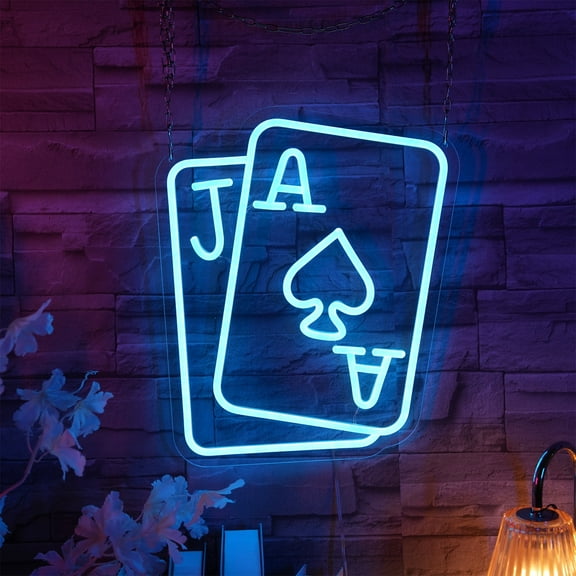 iDecoMart Poker Game Neon Lights, USB Powered, Decor for Casinos, Bars, Playroom