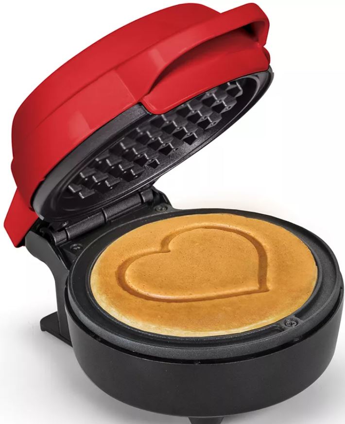 mini waffle maker heart red