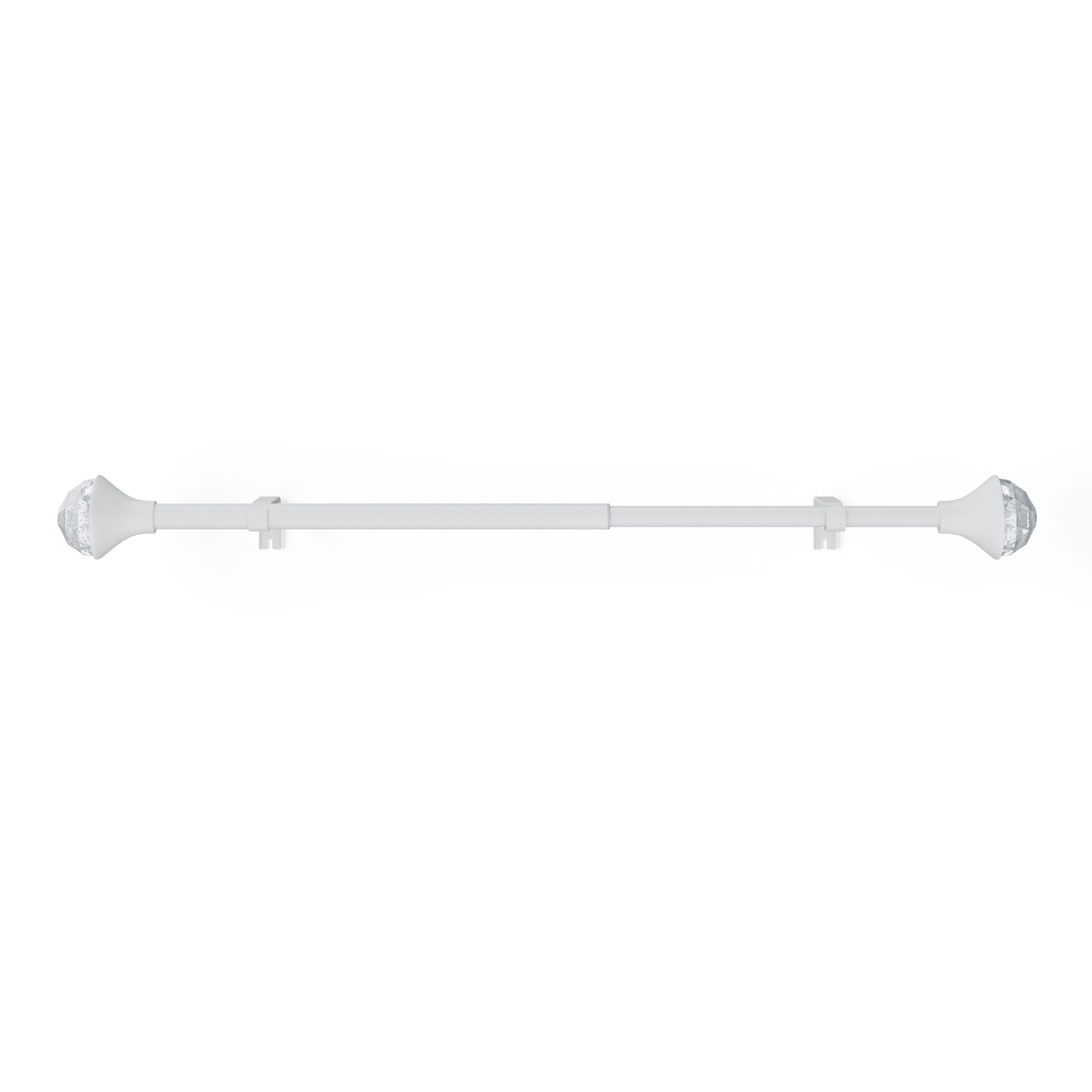 Mainstays Kids 3/4" White Faceted Gem Adjustable Single Curtain Rod, 28"-48"