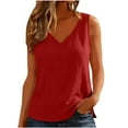 thumbnail image 7 of Stamzod Boho Tops for Women Solid Color V-Neck Cotton Linen Shirt Sleeveless Casual Tank Tops for Women Summer Beach Vacation Clothes Red XXL, 7 of 7