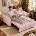 thumbnail image 4 of MIKIBAMA 55" Velvet 3 In 1 Convertible Sofa Bed with Side Pockets & Adjustable Backrest, Perfect for Living Room,Pink, 4 of 5