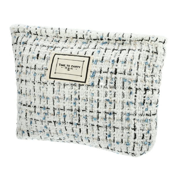 Bolsa de maquillaje de lana, bolsa de maquillaje de gran capacidad, bolsa de cosméticos, bolsas de cosméticos para mujeres para monedero, fundas, lápices labiales, pinceles, blanco