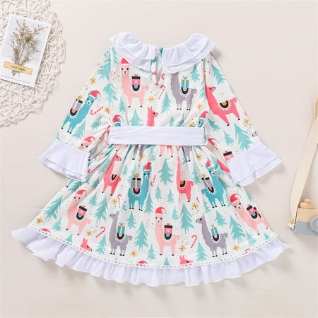 

Cathalem Girl 6 Year Old Clothes Toddler Kids Child Infant Baby Girls Cute Cartoon Animals Long Autumn Dress for Toddler Girl Dress White 2-3 Years