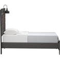 thumbnail image 3 of JERFIT Twin Size Bed Frame with LED Lights, Modern Farmhouse Platform Bed with Built-in Underlight, Stone Brown Engineered Wood Bedroom Furniture, 3 of 5