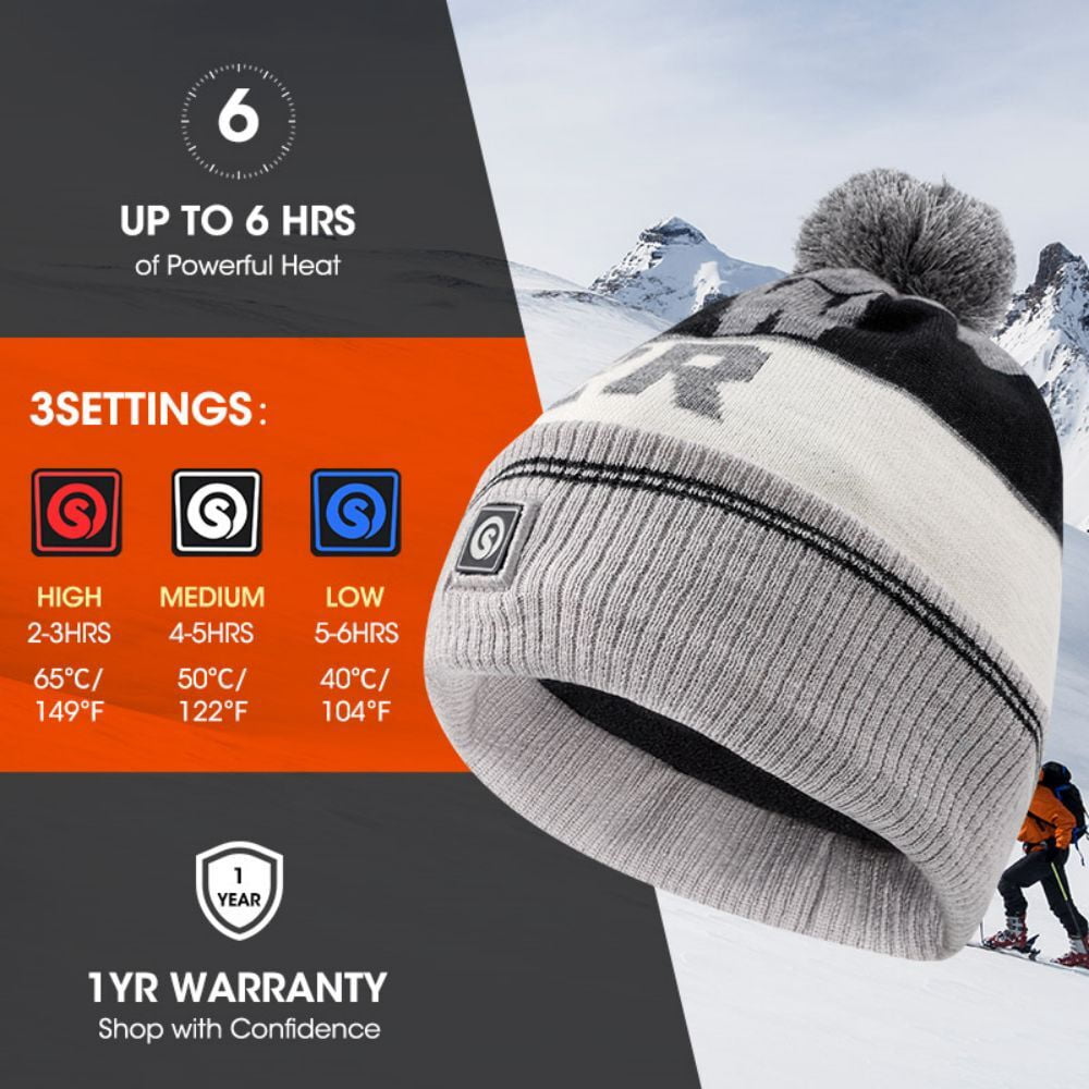 Savior Heat Winter Beanie Hats for Men Women Electric Insulated Hunting Beanie Rechargeable Battery Heating Cap with 3 Heat Tempo