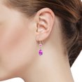 thumbnail image 2 of Gem Stone King 13.70 Ct Pear Shape Pink Created Sapphire 925 Sterling Silver Earrings, 2 of 3
