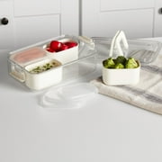 Mainstays Snackle Box, Lunch & Snack Container with lids, Plastic, Mini, 4 Compartment , White, Made for Portable Food Storage