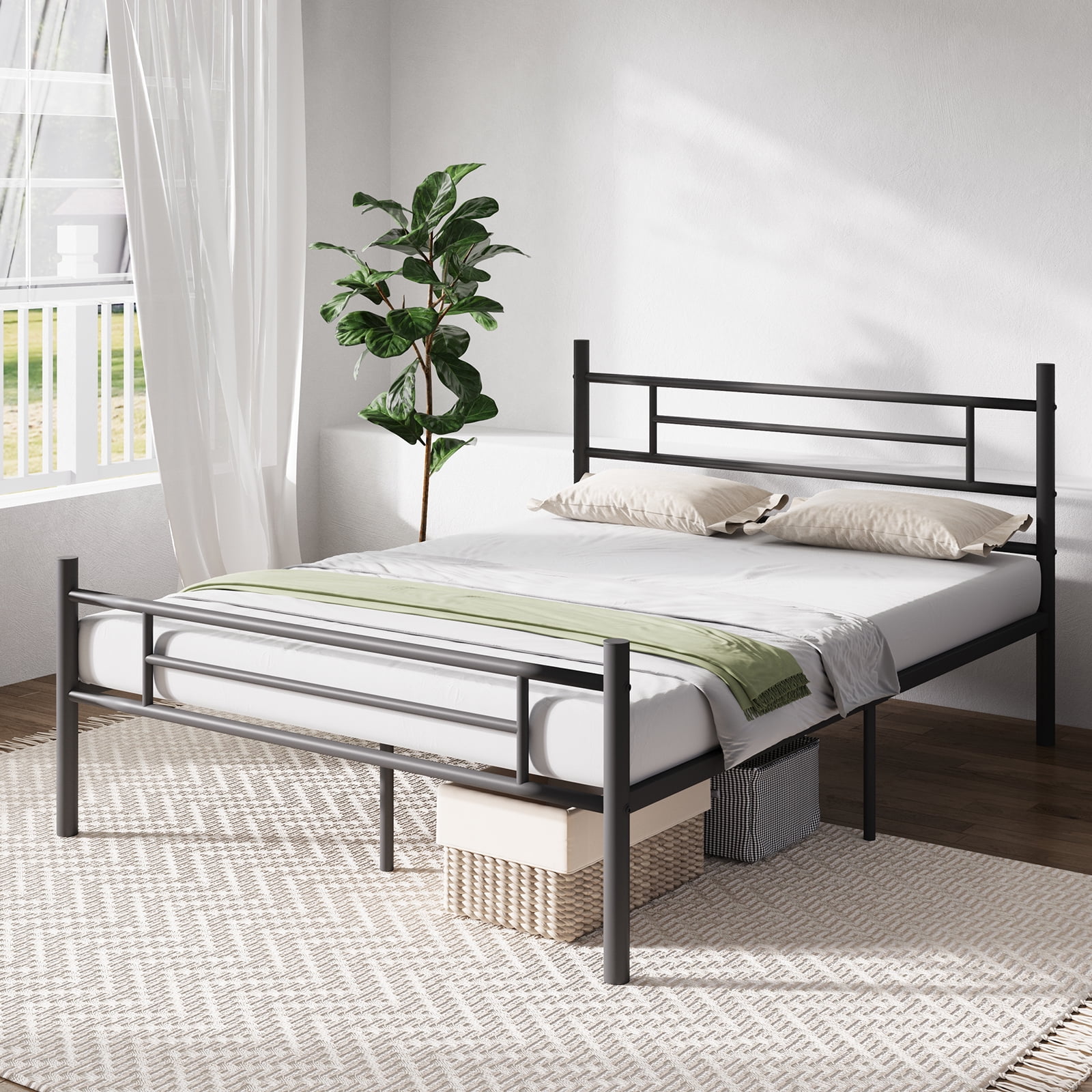 Novilla King Size Bed Frame with Headboard and Footboard, 14 Inch Metal Platform Bed Frame King, Large Storage Space, Strong Metal Slats Support, Mattress Foundation No Box Spring Needed