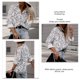 thumbnail image 5 of Camisa de manga larga con botones para mujer, camisa informal elegante con estampado de cuello vuelto, Tops para trabajo de oficina, color blanco XL, 5 of 6
