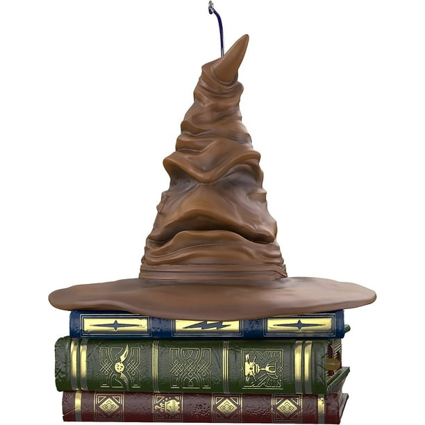 Adorno navideño, sombrero seleccionador de Harry Potter, sonido animatrónico y movimiento, sombrero mágico artesanal de resina decorativo