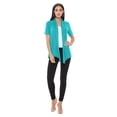 thumbnail image 5 of Women's Casual Solid Short Sleeve Basic Open Draped Front Cardigan Office Wear Jade S, 5 of 7