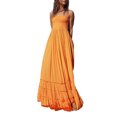 thumbnail image 1 of SUNSIOM Femmes Licol Cou Robe Longue Couleur Unie Plissée Ourlet Dos Nu Robe de Soirée pour Beach Club Été Streetwear, 1 of 6