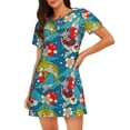 thumbnail image 1 of Fotbe Japanese Koi Bata de Dormir para Mujer con Estampado, Camisón de Algodón de Manga Corta, Ropa de Dormir Casual, 1 of 6