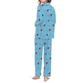 thumbnail image 4 of VISALY Valentine Women Pajamas Heart Parinted Button Down Sleepwear Lounge Set Nightwear Lounge Set Comfy Sets Lightweight Sets Fall Pajamas Breathable Pajamas Loungewear Set Loungewear Sky Blue S, 4 of 5