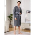 thumbnail image 3 of Contrast Piping Belted Simple Homewear Robe, 3 of 5