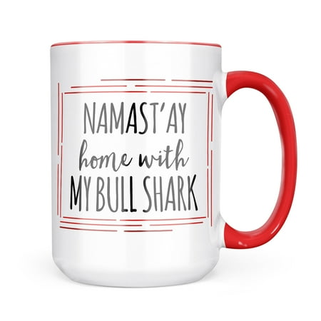 

Christmas Cookie Tin Namast ay Home With My Bull Shark Simple Sayings Mug gift for Coffee Tea lovers