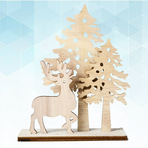 Raindrops Wooden Reindeer Christmas Decorations Set - Handcrafted Holiday Deer Figurines for Home and Tree
