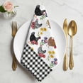 thumbnail image 2 of Farmhouse Rooster Cloth Napkins, Country Watercolor Flowers Black Plaid Washable and Reusable Dinner Napkins Set of 8, Table Napkin for Kitchen Party Birthday Wedding Hotel Housewarming 20"x20", 2 of 9
