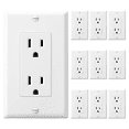 thumbnail image 1 of 10 Pack Prises Électriques Résistantes à l'Inviolabilité avec Plaque Murale, 15A 125V, Auto-Mount, 1 of 7