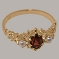 thumbnail image 6 of LBG British Made 14k Rose Gold Natural Garnet & Cultured Pearl Womens Anniversary Ring - 33 size options - Size 8.75, 6 of 9