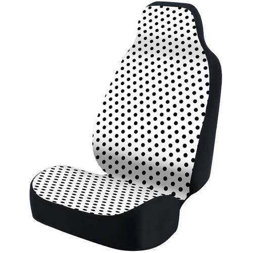 Coverking Universal Seat Cover Fashion Print Ultra Suede Polka Dots Black And White Background With Interlock Backing Com - Black And White Polka Dot Car Seat Covers