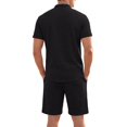 thumbnail image 6 of hotojiny Mens Summer Outfits 2 Piece Beach Vacation Set Plaid Short Sleeve Button down Shirts with Elastic Waist Shorts(Black,X-Large), 6 of 7